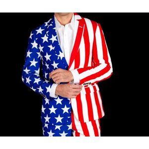 Shinesty The Tommy J American Flag Suit Jacket Sz 36 Men's 4th Of‎ July Spirit
